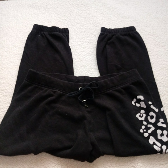 Victoria's Secret Pants - VS Black Leopard Print Crop Sweats